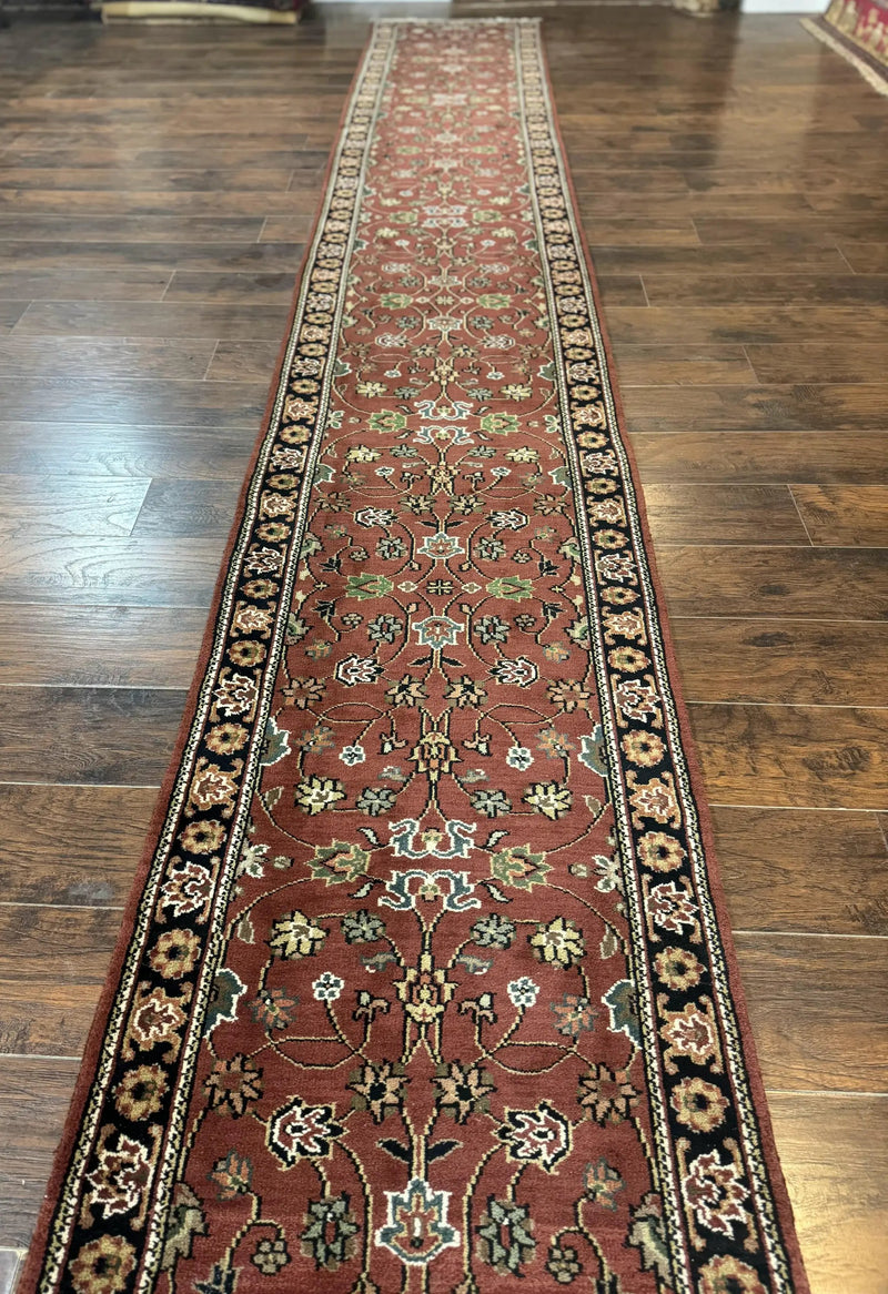 Indo Persian Sarouk Runner Rug 2.8 x 20 ft Runner for Hallway, Long Runner Rug, Handmade by Jewel Rugs