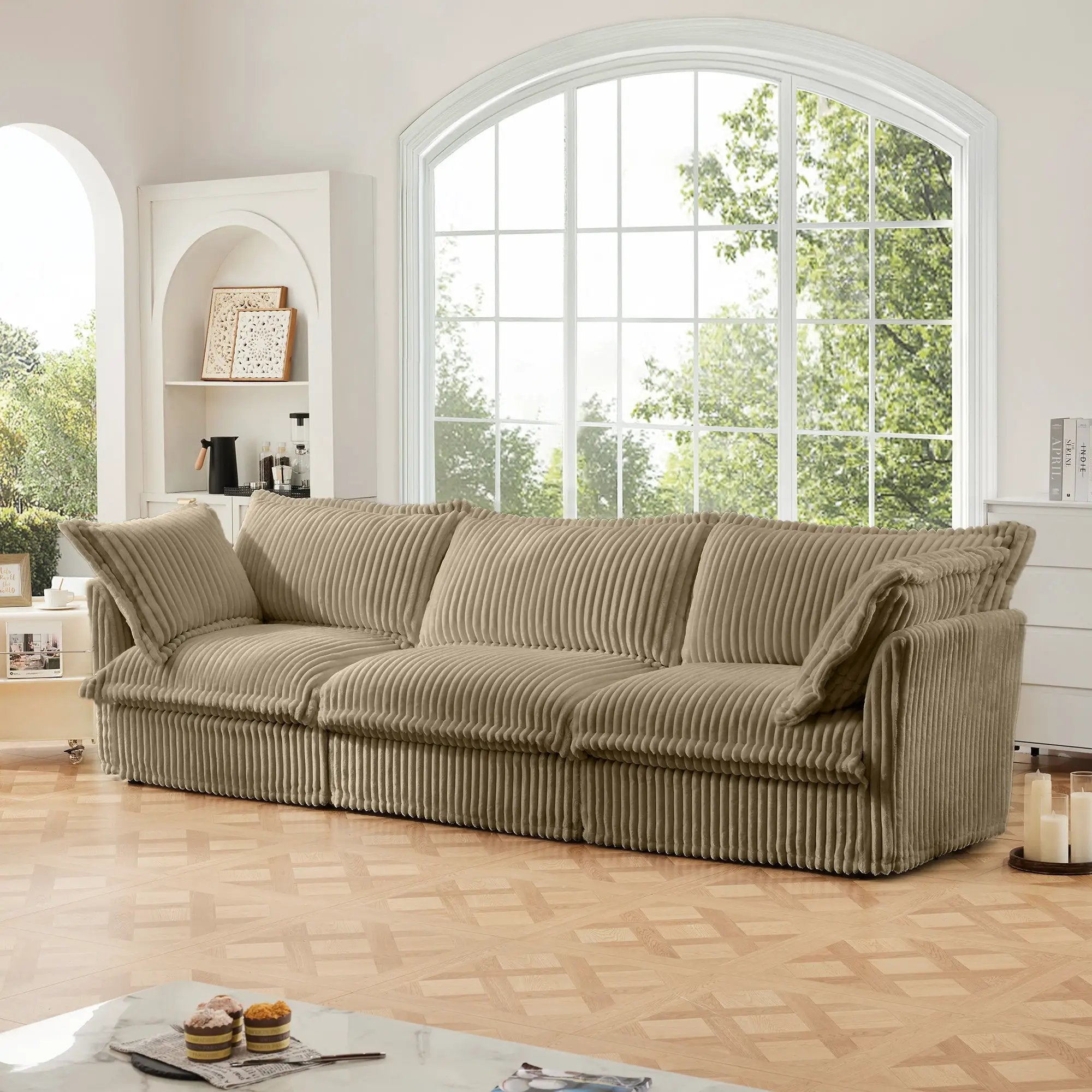 Modern 3 Seater Slipcovered Sofa with Suppleness Armrests by HouseOfZazla