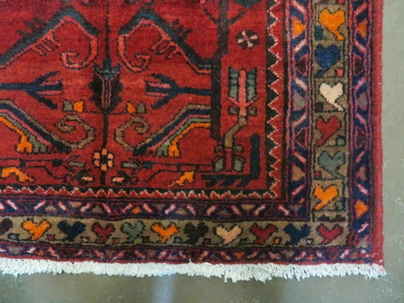Antique Persian Hamadan Runner 3.4 x 9.7 - Wool, Red and Navy Blue by Jewel Rugs