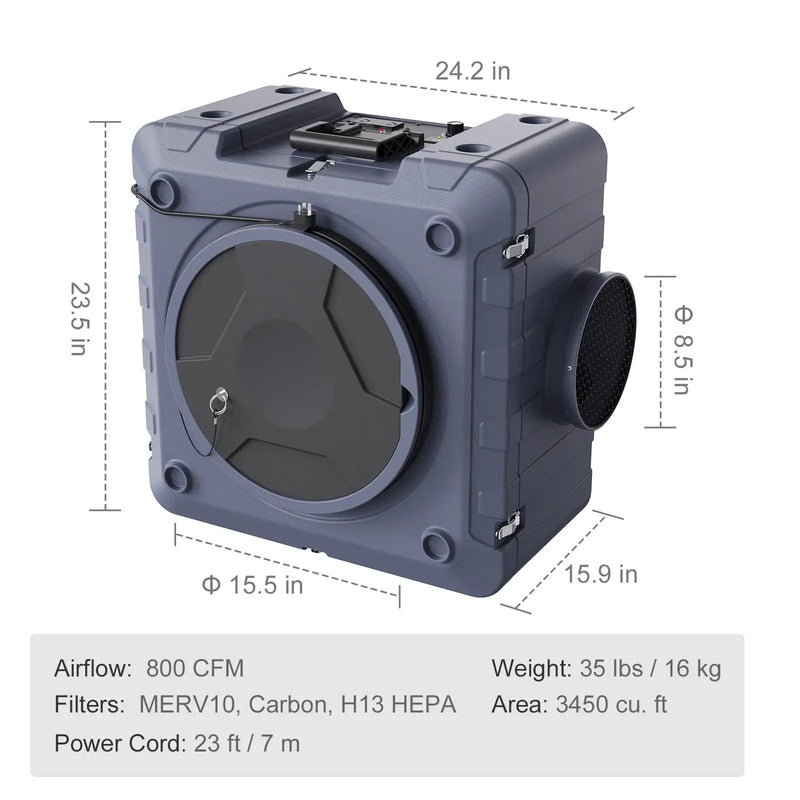 Air Scrubber with 3-Stage Filtration, Stackable Negative Air Machine 800 CFM by HouseOfZazla