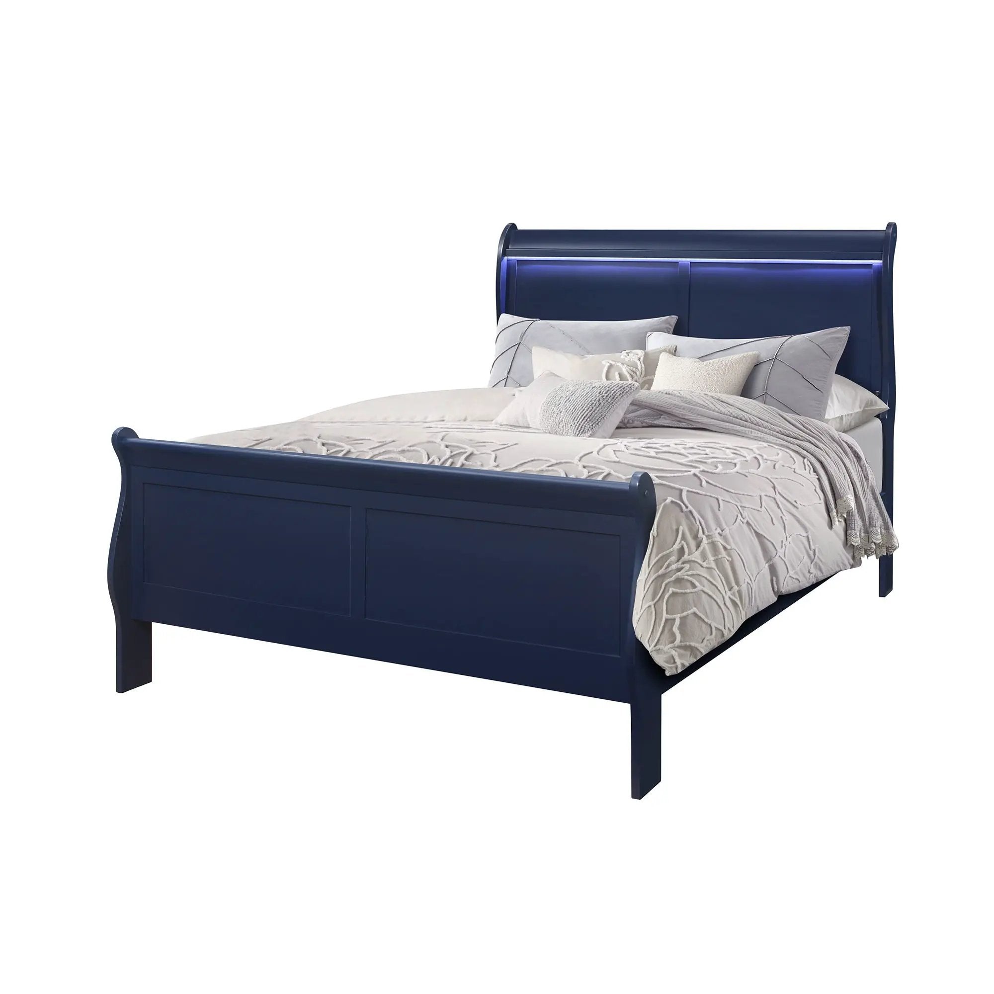 Charlston - Modern Sleigh Design Bed With LED by Unique Piece Furniture