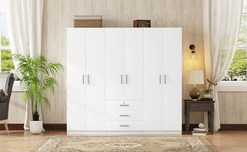 6 Doors Wardrobe Storage For Bedroom, With Big Drawers by HouseOfZazla