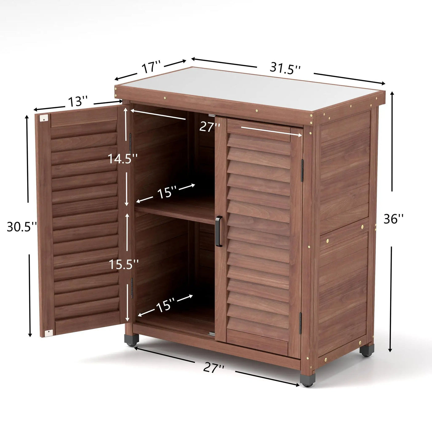 Potting Bench With Storage Cabinet And Metal Table Top For Outdoor by HouseOfZazla