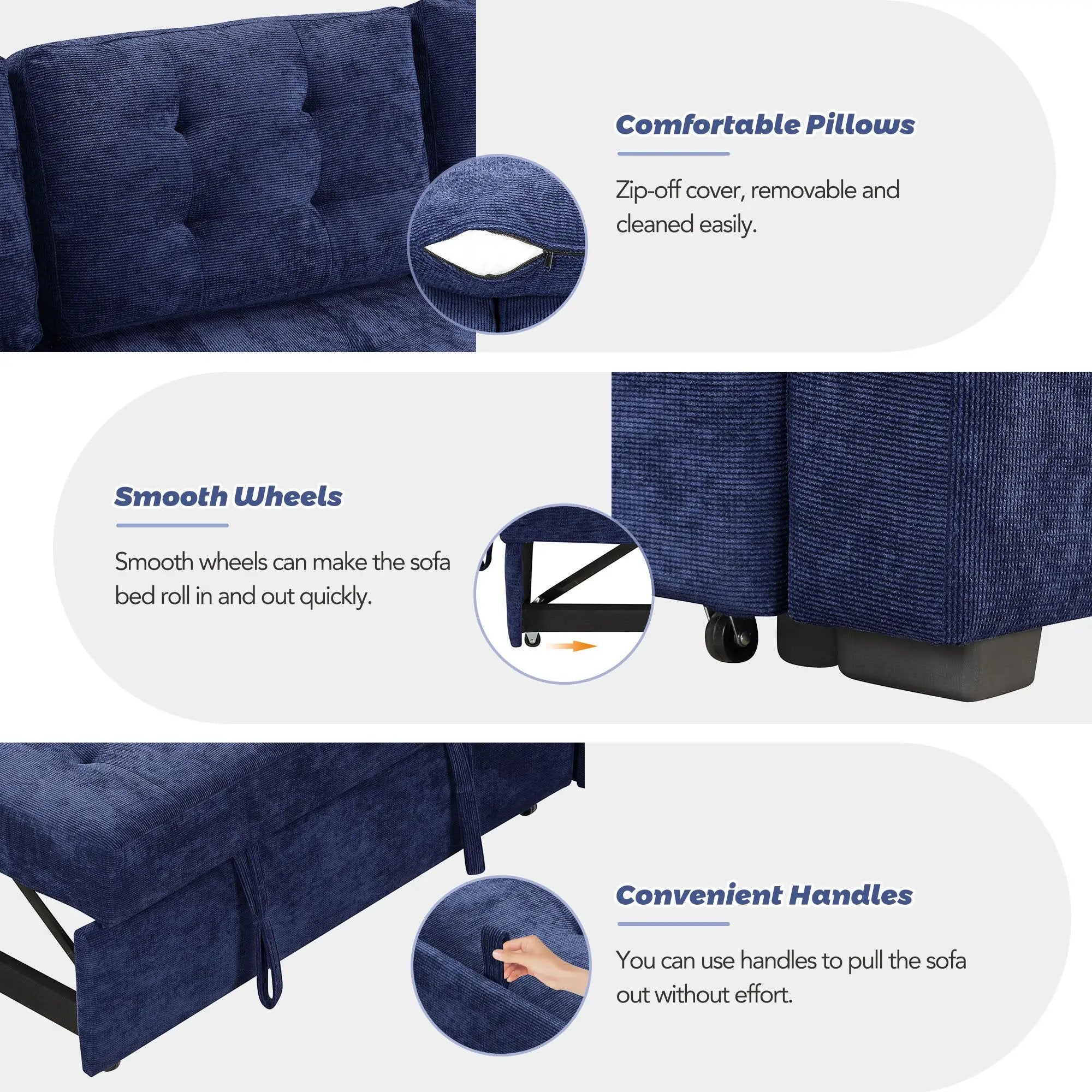L-Shape Sofa Bed Pull-Out Sleeper Sofa With Wheels, USB Ports, Power Sockets For Living Room by HouseOfZazla