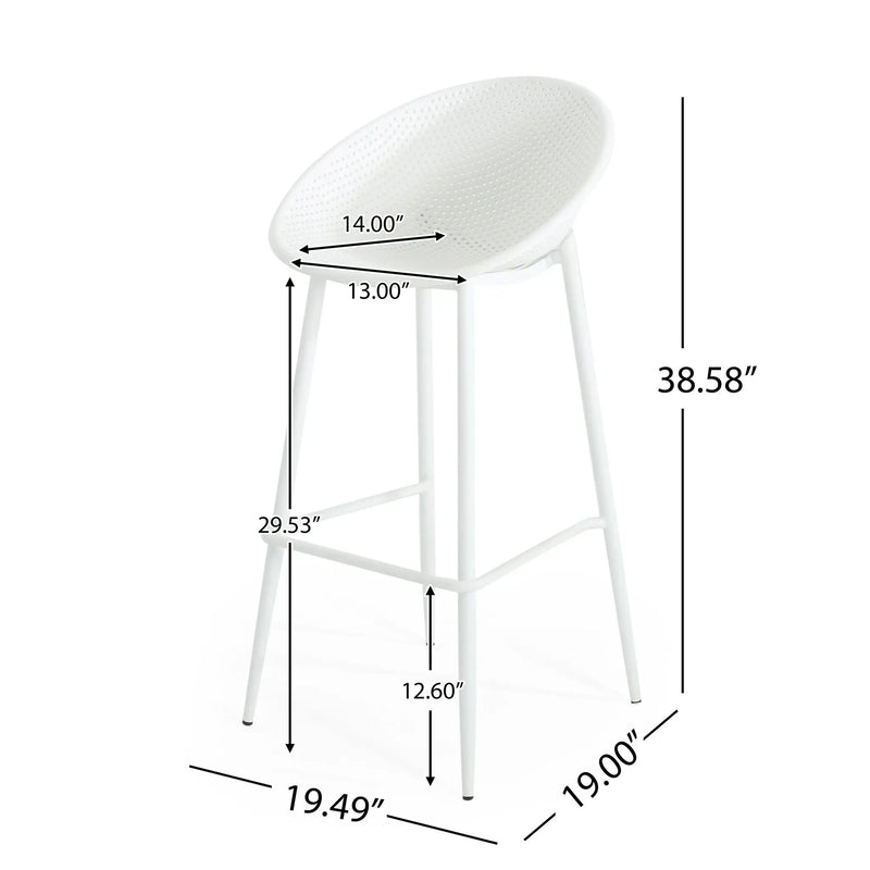 Modern Gable Outdoor Barstool Set of 2 in White by HouseOfZazla
