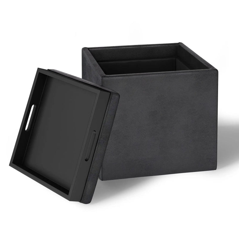 Rockwood - Upholstered Cube Storage Ottoman With Tray by Unique Piece Furniture