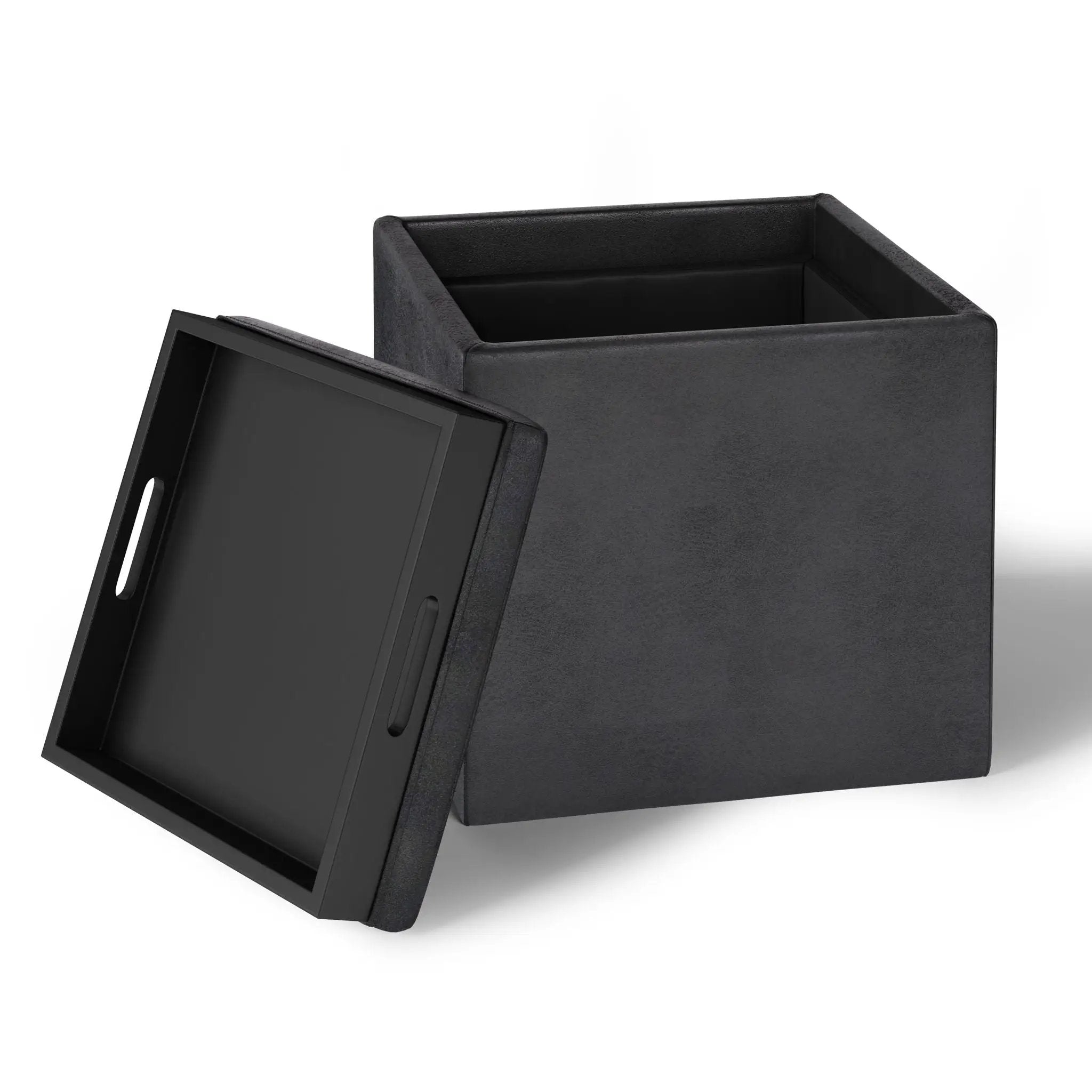 Rockwood - Upholstered Cube Storage Ottoman With Tray by HouseOfZazla