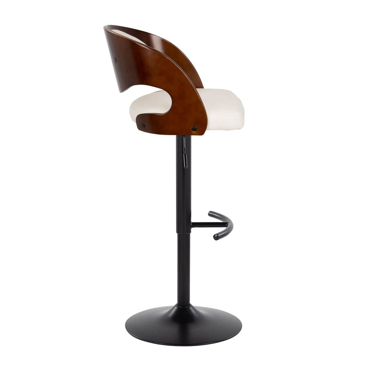 Pino - Mid Century Modern Adjustable Barstool With Swivel With Rounded T Footrest (Set of 2) by HouseOfZazla