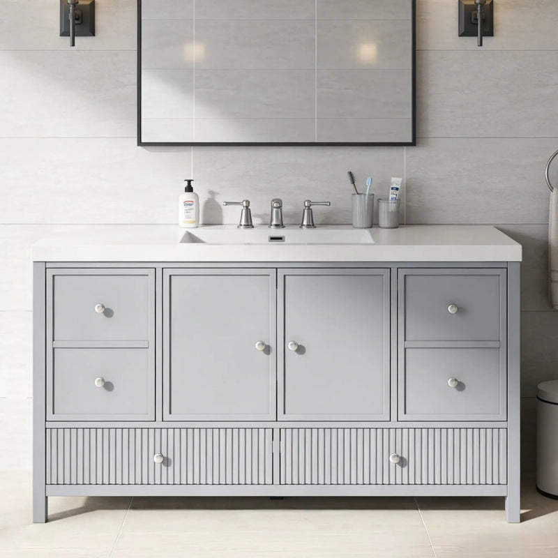 Bathroom Vanity With Separate Sink, Soft Close Doors And 4 Drawers by HouseOfZazla
