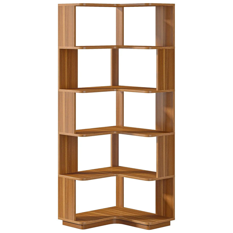 6 Tier Corner Bookshelf, L-Shaped Freestanding Shelf With Anti Drop Panels by HouseOfZazla