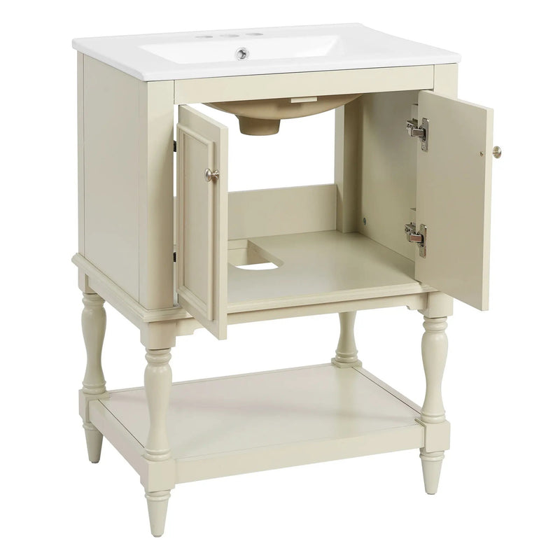 Modern Bathroom Vanity With Sink, Rectangular Cabinet With Open Shelf And Closed Storage by Unique Piece Furniture
