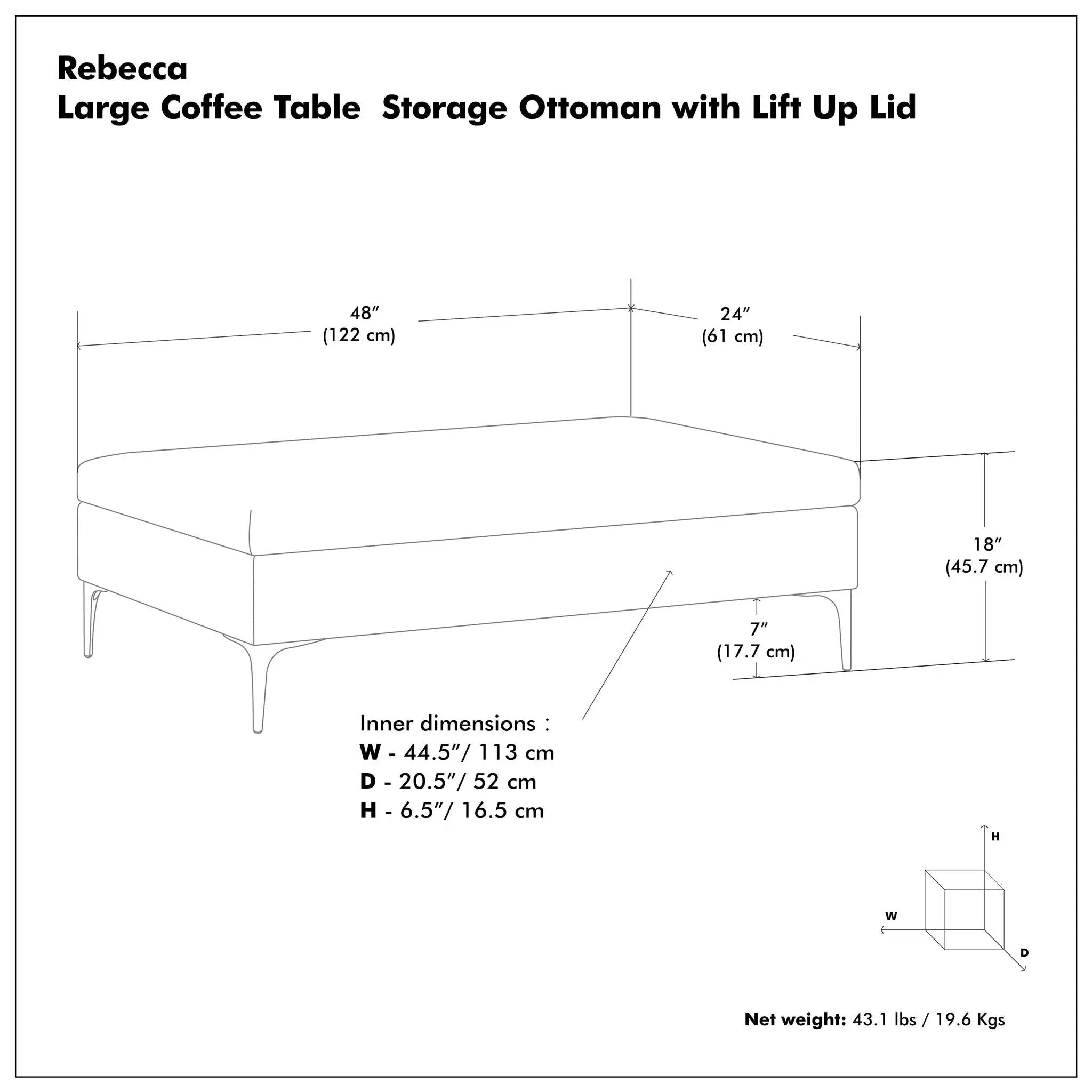 Rebecca - Multifunctional Coffee Table Storage Ottoman With Lift Up Lid by Unique Piece Furniture