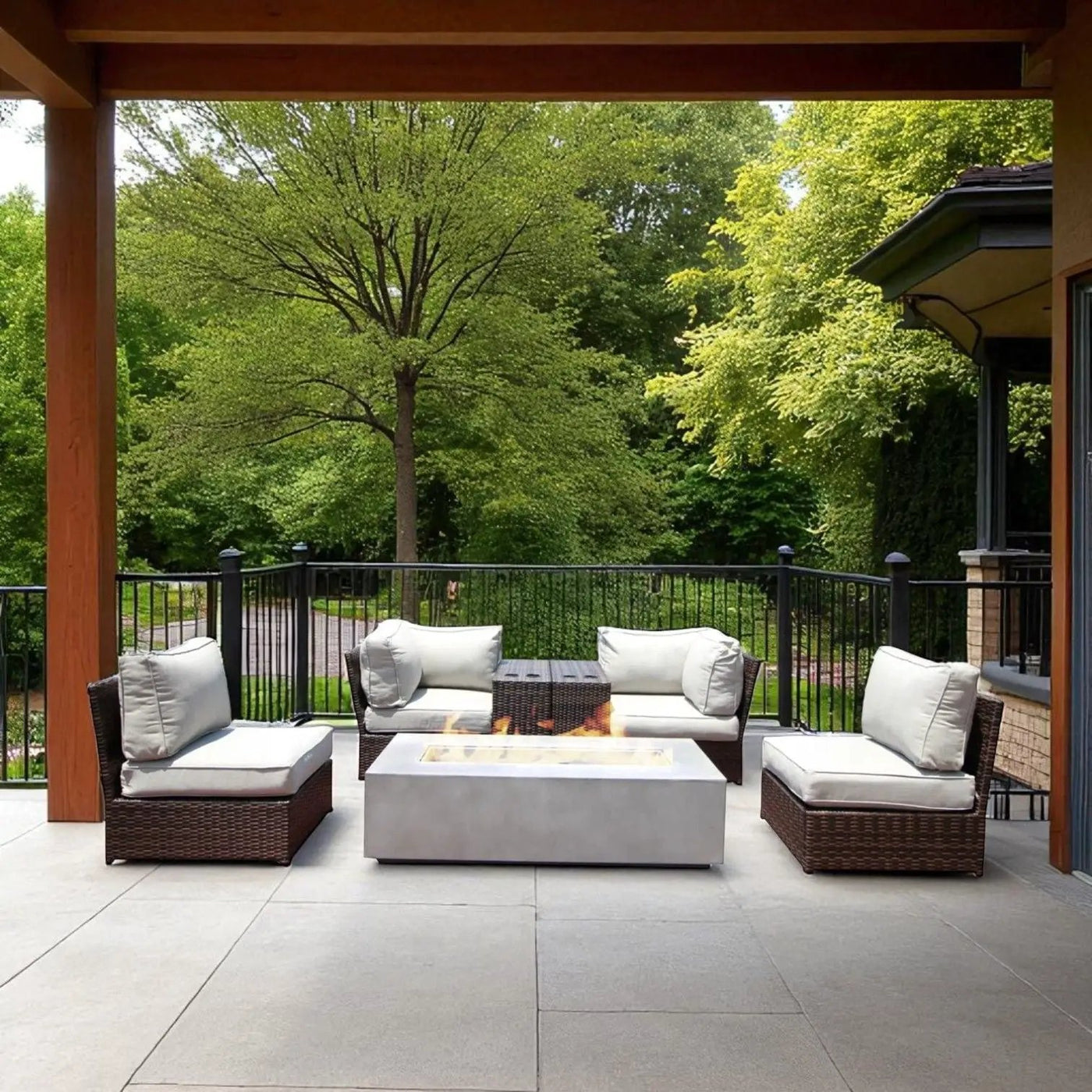 Outdoor Elegance Conversation Set With Fire Pit by Unique Piece Furniture