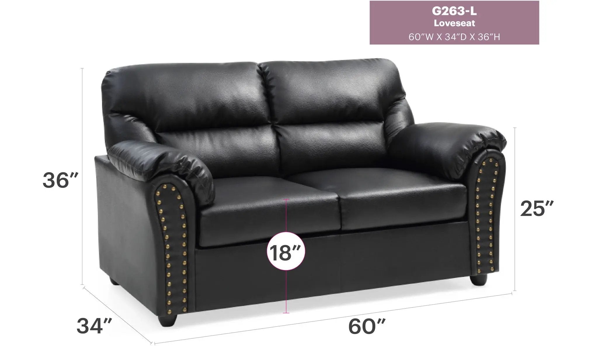 Padded Love Seat For Modern Living - Black by HouseOfZazla