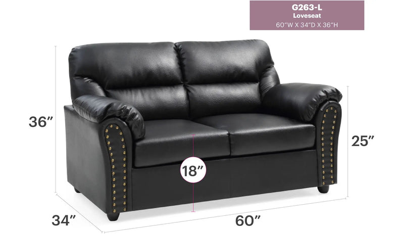 Padded Love Seat For Modern Living - Black by HouseOfZazla