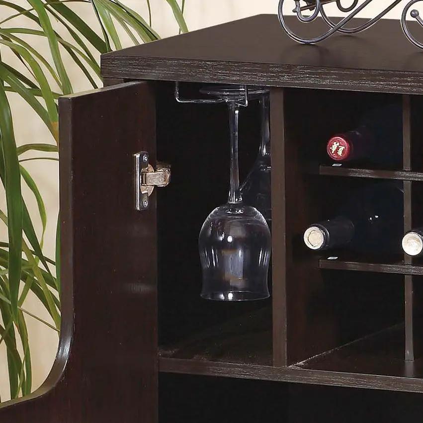 Wine Cabinet With Two Doors Removeable Wine Bottle Rack Metal Wine Glass Racks Four Shelves - Red Cocoa by Unique Piece Furniture