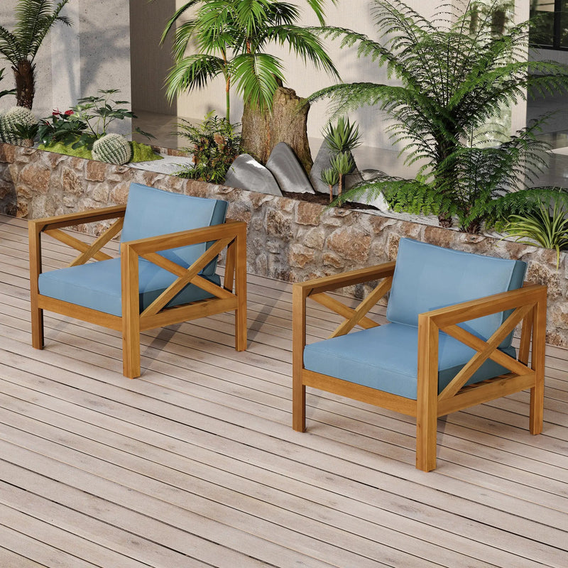 Patio Conversation Set, Outdoor Wood Conversation Seat (Set of 2) by HouseOfZazla