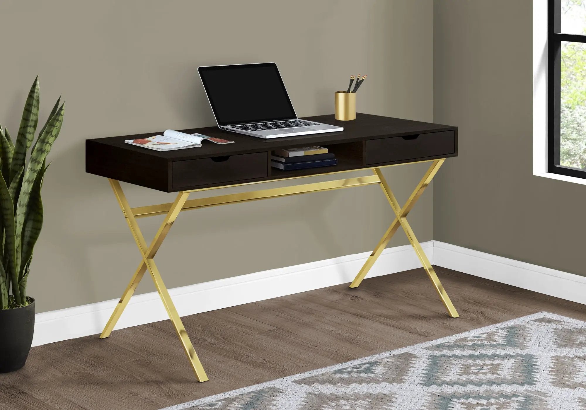 Computer Desk For Home Office, Laptop, Storage Drawers, Contemporary & Modern - Espresso by Unique Piece Furniture