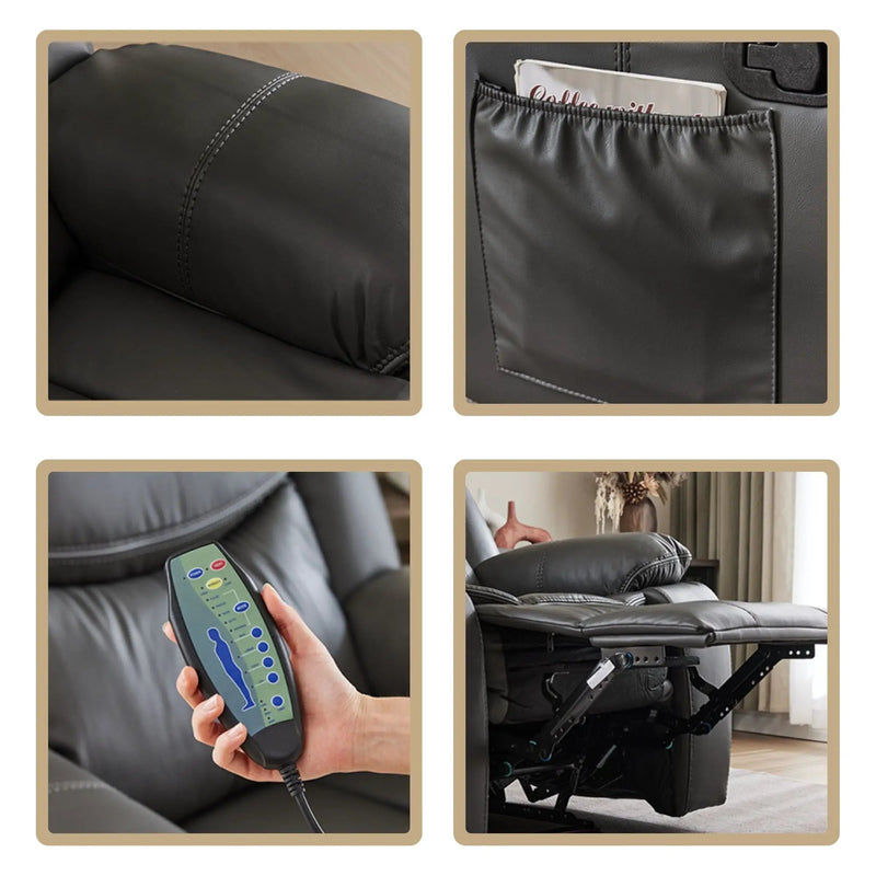 Recliner Chair With Vibration And Heating - Gray by HouseOfZazla