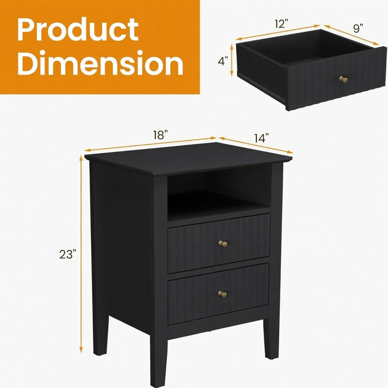 Fluted Nightstand With 2 Drawers by HouseOfZazla