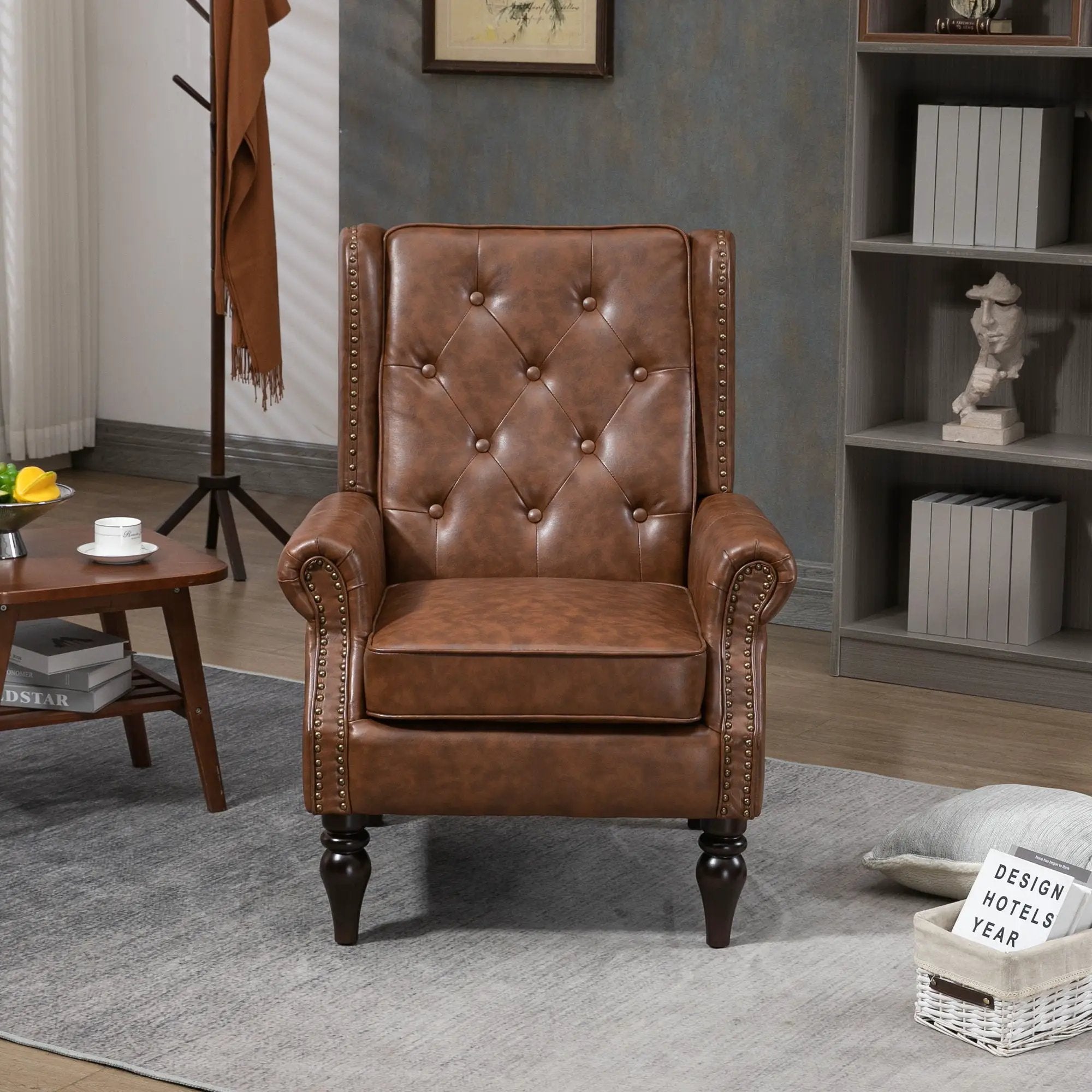 Modern Accent Armchair With Sturdy Wood Legs by Unique Piece Furniture