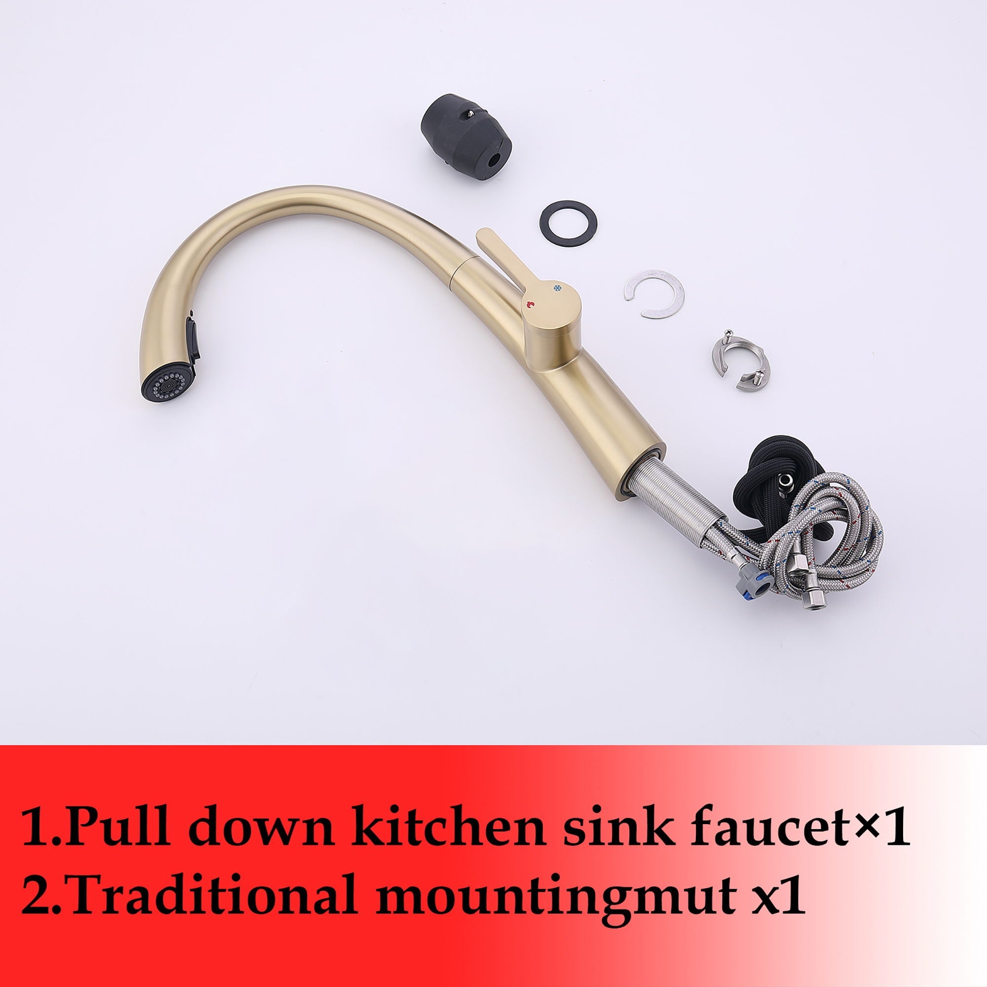Elegant Single Handle Stainless Steel Pull Out Kitchen Faucet With High Arch Spout by HouseOfZazla