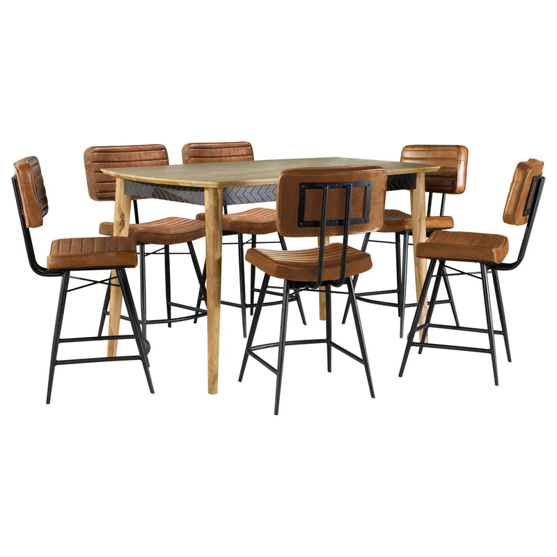 Partridge 7-piece Counter Dining Set Sheesham and Camel by Unique Piece Furniture