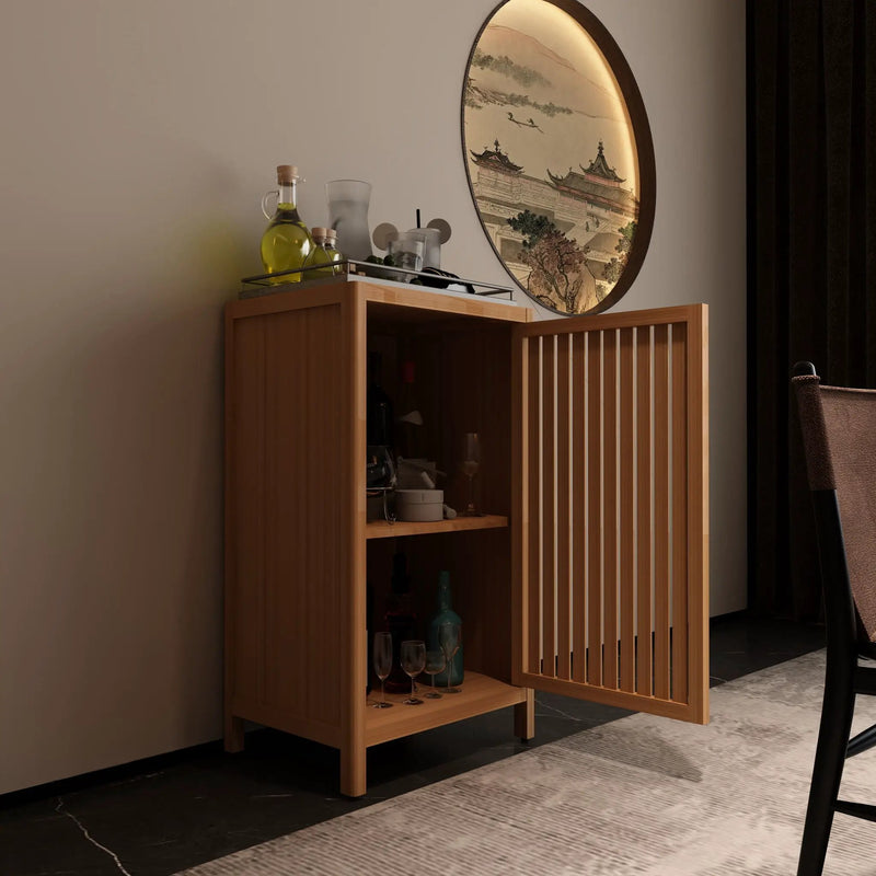 Bamboo Freestanding Storage Cabinet With Door And Shelf For Bathroom, Living Room, Kitchen - Natural / Natural Wood by HouseOfZazla
