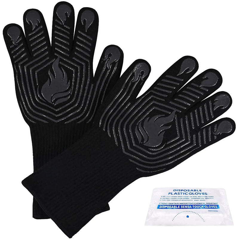 BBQ Gloves 1472°F Heat Resistant Fireproof Oven Mitts by HouseOfZazla