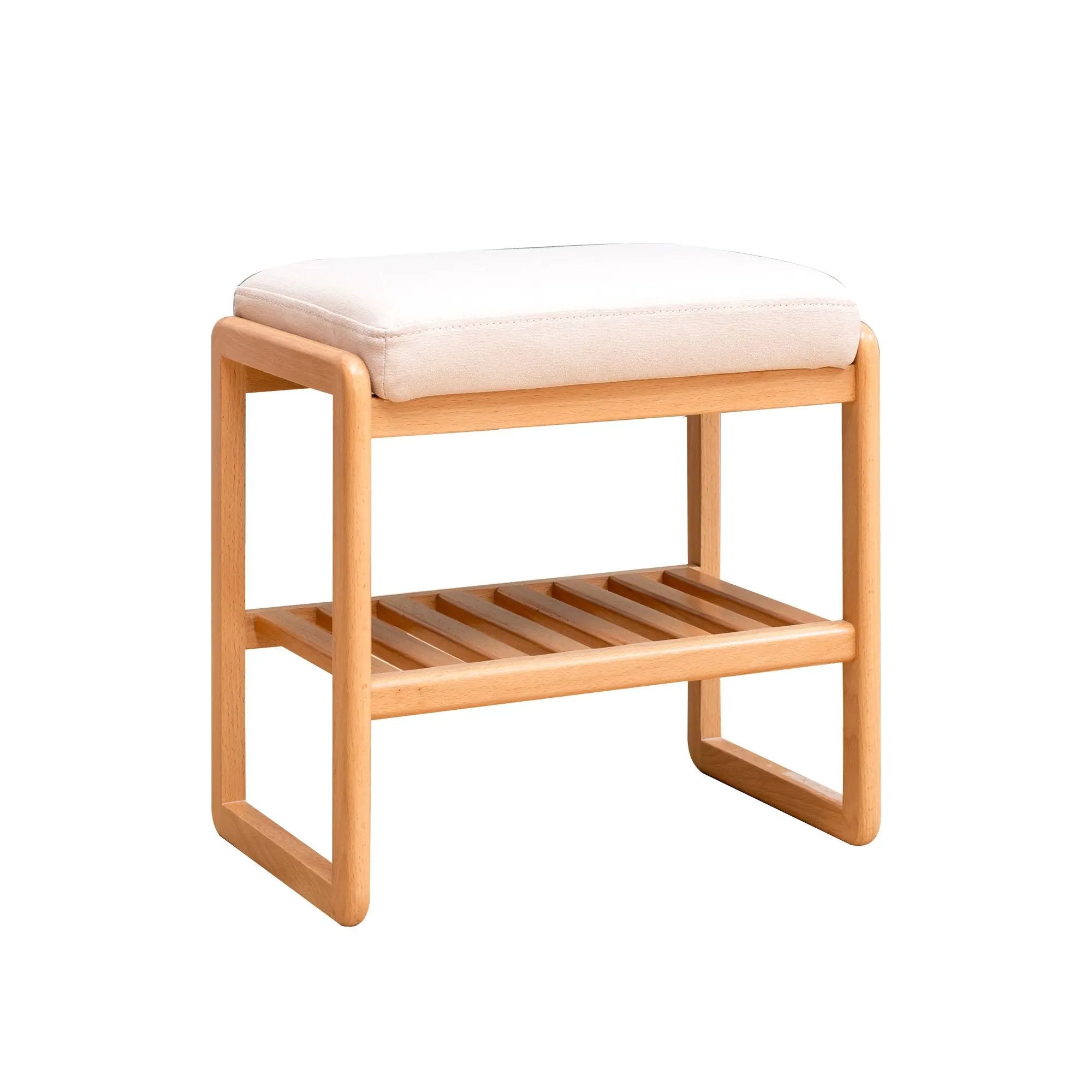 Shoe Bench, Beech Wood Storage Rack Organizer With High Rebound Sponge Cushion - Natural by Unique Piece Furniture