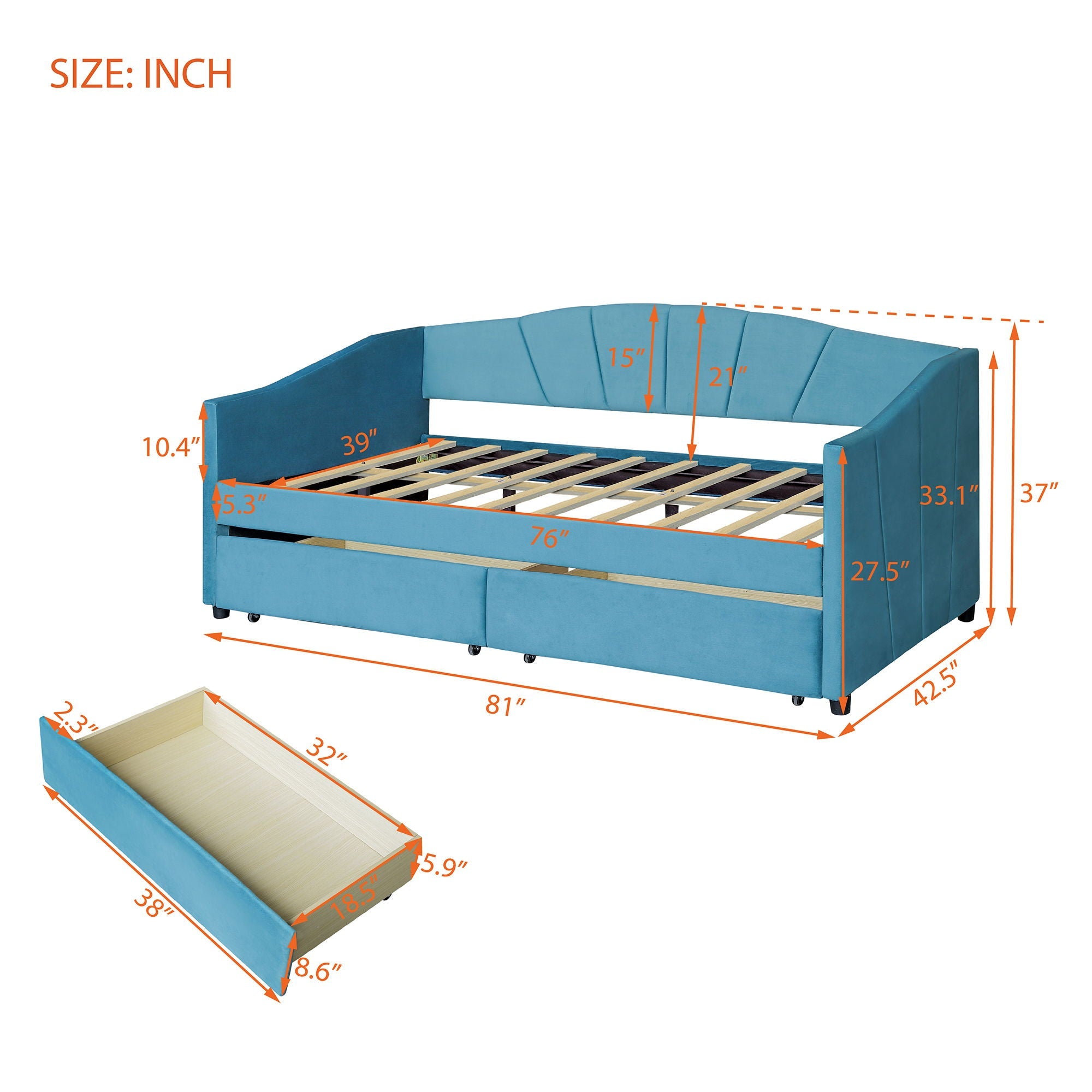 Upholstered Daybed With Two Drawers And Wood Slat by HouseOfZazla