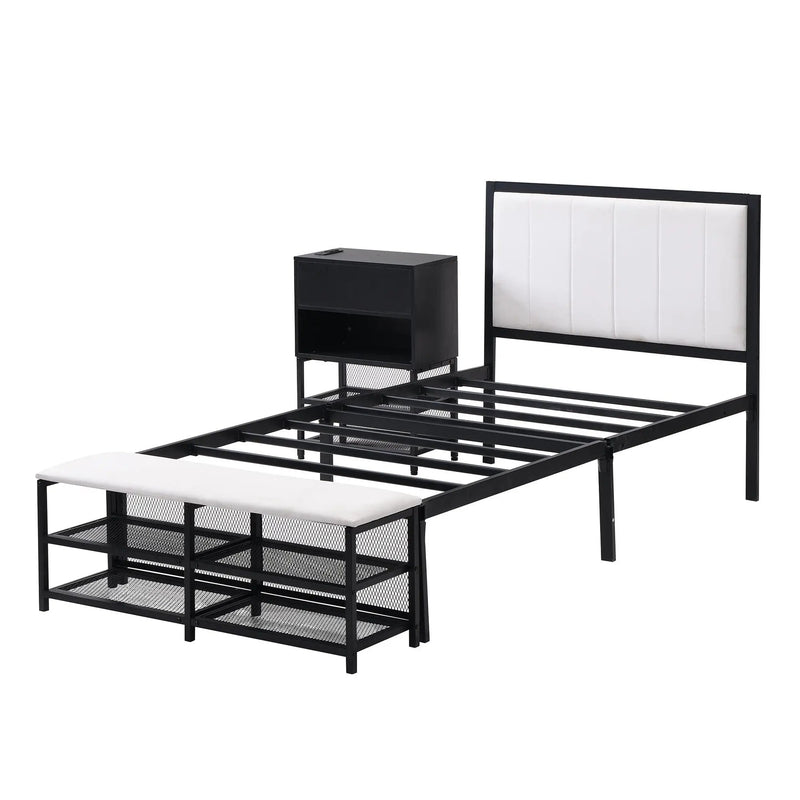 Platform Bed With 2 Tier Storage Shelves, Storage Cabinet by HouseOfZazla