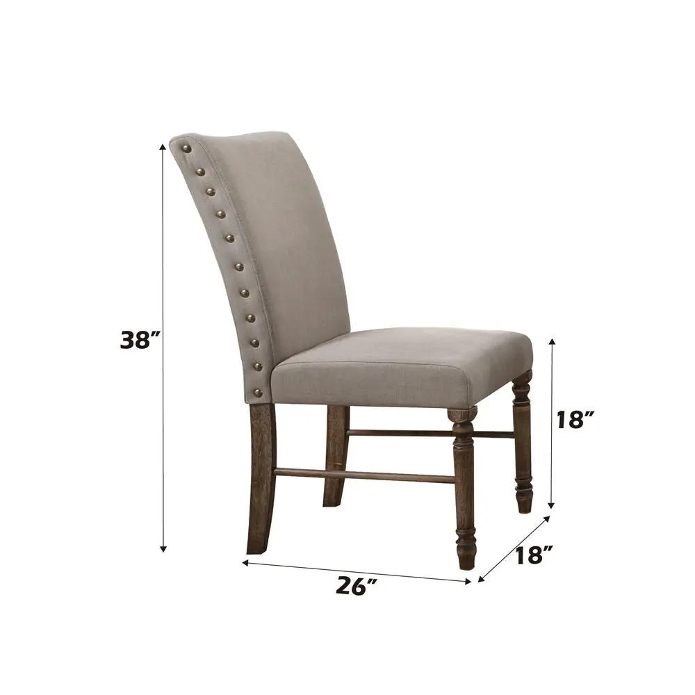 Leventis - Side Chair (Set of 2) - Cream Linen & Weathered Oak by Unique Piece Furniture