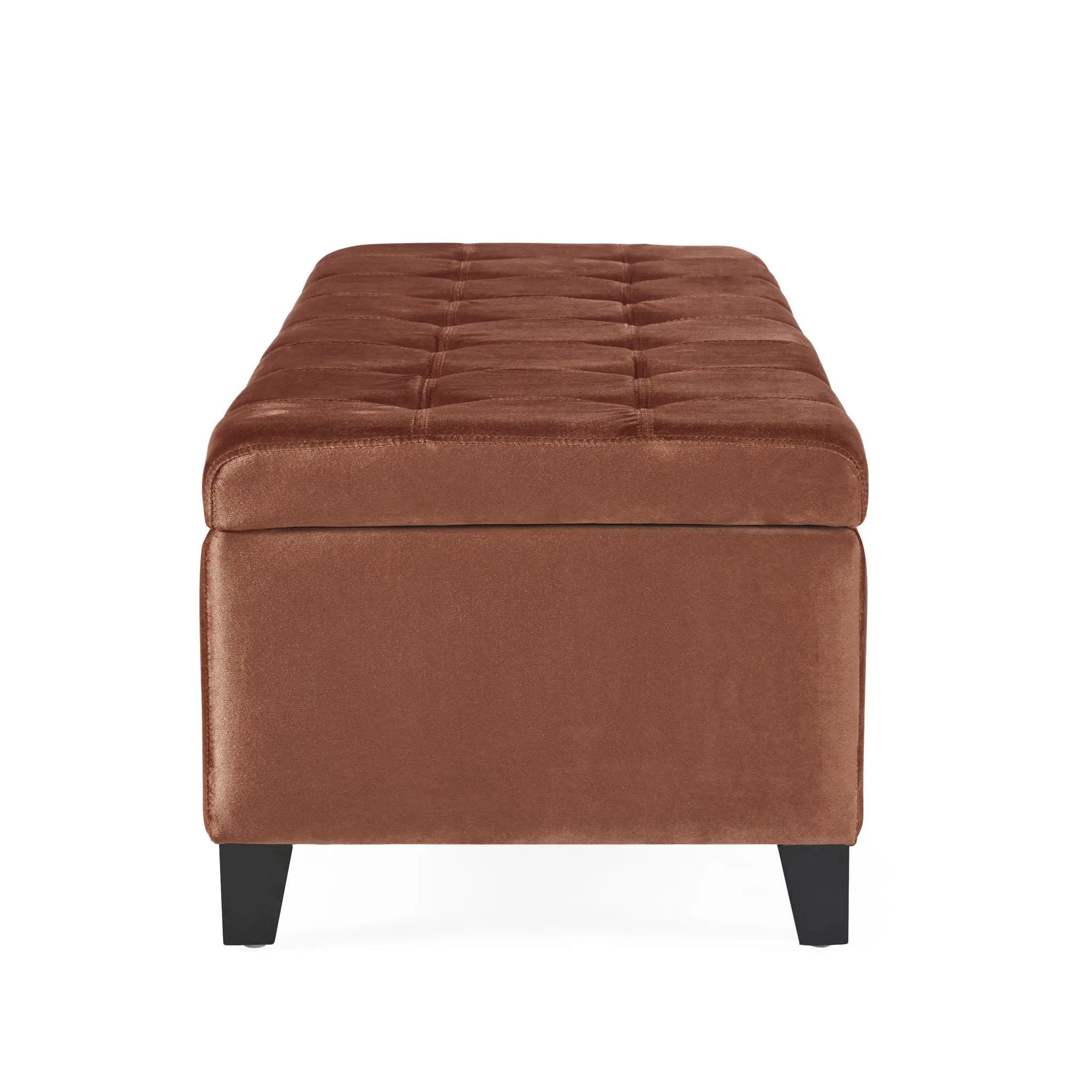 Wendover Elegant Tufted Storage Bench With Lift-Up Top And Birch Wood Legs by HouseOfZazla