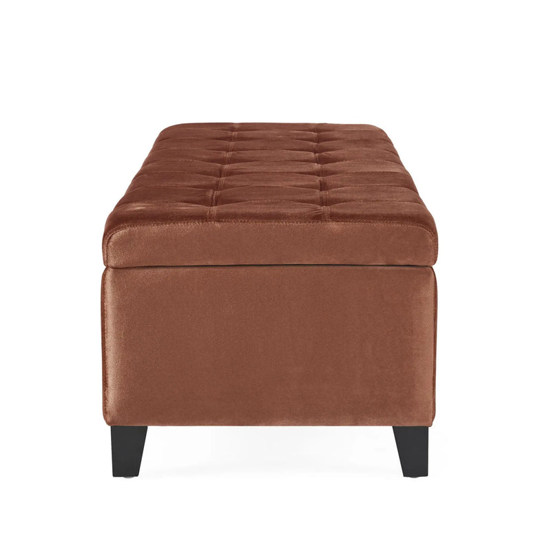 Wendover Elegant Tufted Storage Bench With Lift-Up Top And Birch Wood Legs by HouseOfZazla
