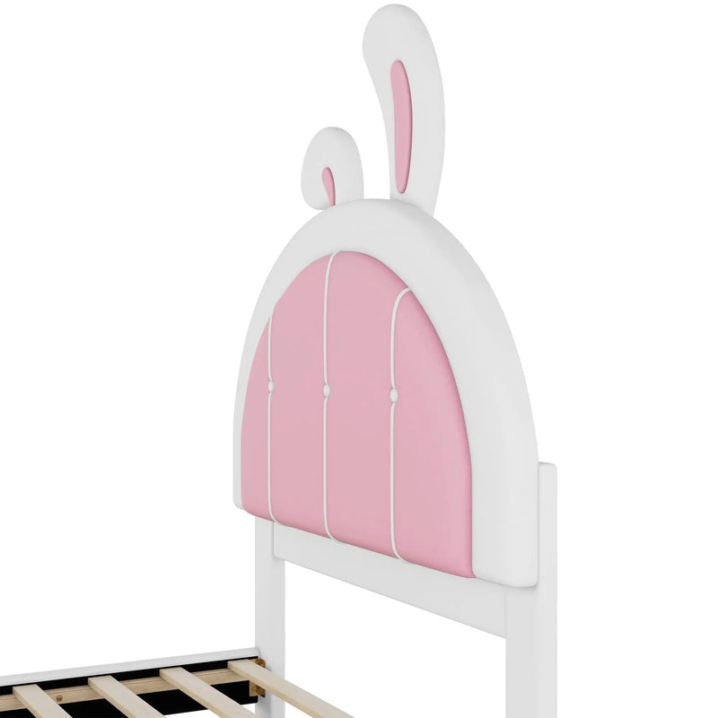 Upholstered Platform Bed With Rabbit Shaped Headboard by Unique Piece Furniture