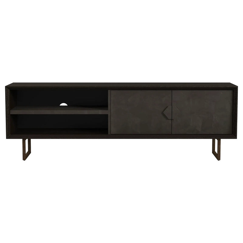 Manaya - 2 Door Stand With Open Shelving And Hidden Storage - Charcoal Black by HouseOfZazla