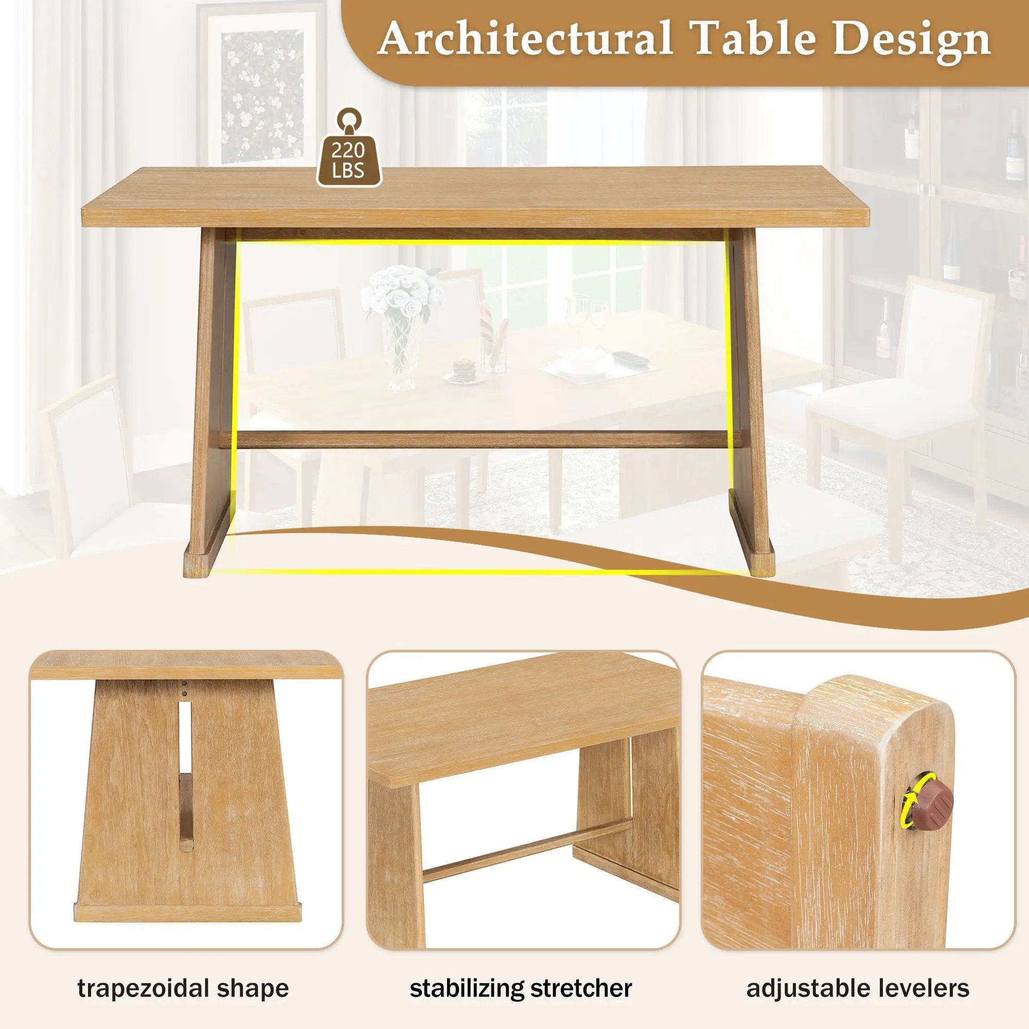Dining Set With Rectangular Table, 4 Upholstered Chairs & 1 Padded Bench by Unique Piece Furniture