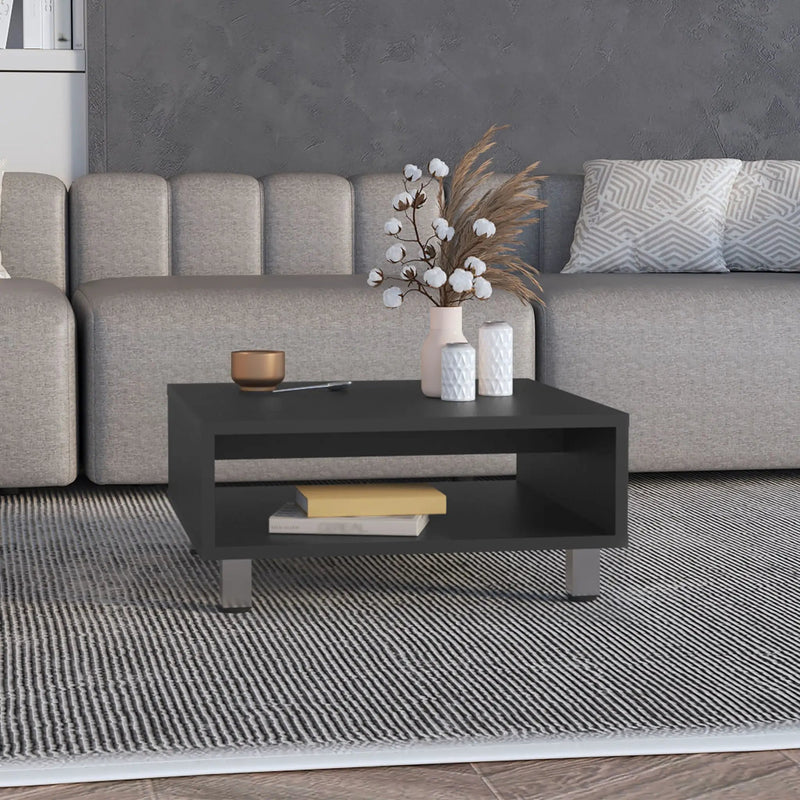 Coffee Table 1 Shelf, 4 Legs - Black by Unique Piece Furniture