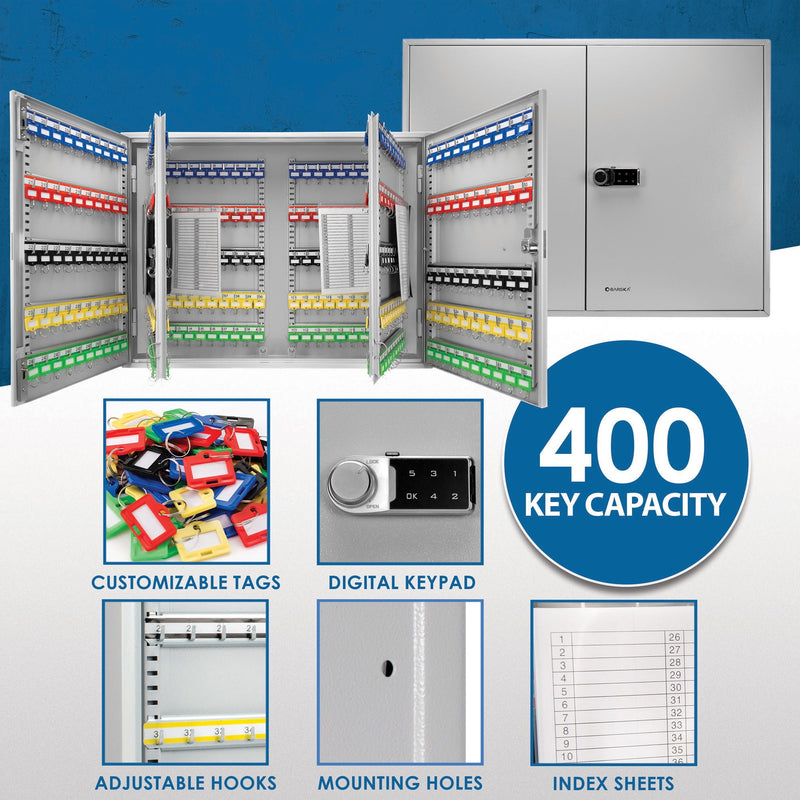 400 Keys Adjustable Key Lock Box With Digital Lock - Gray by HouseOfZazla