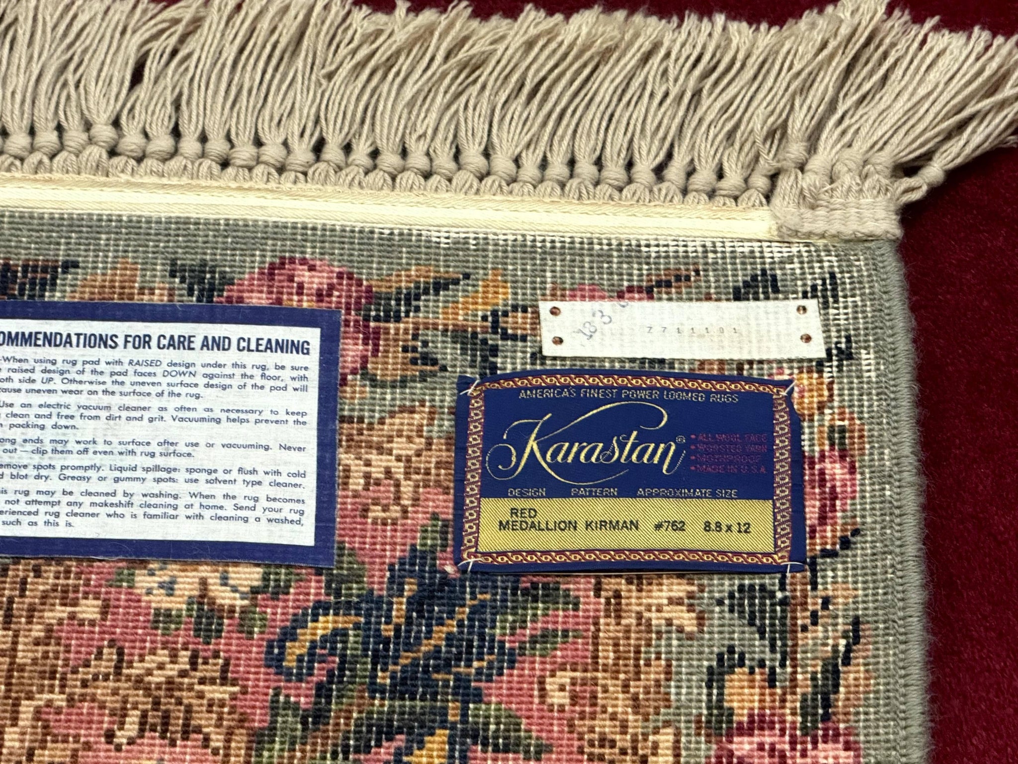Karastan Rug 8.8 x12 Red Kirman #762, Original 700 Series, Vintage Karastan Carpet, Discontinued Karastan Rug, Karastan Wool Area Rug by Jewel Rugs