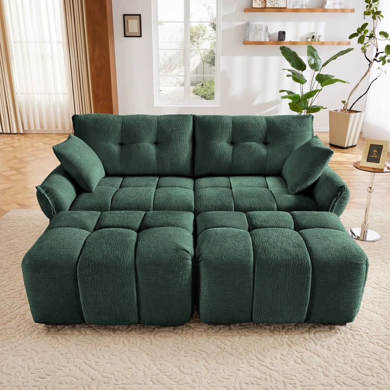 2 Seater Sofa Set With 2 Ottomans And Throw Pillows by HouseOfZazla