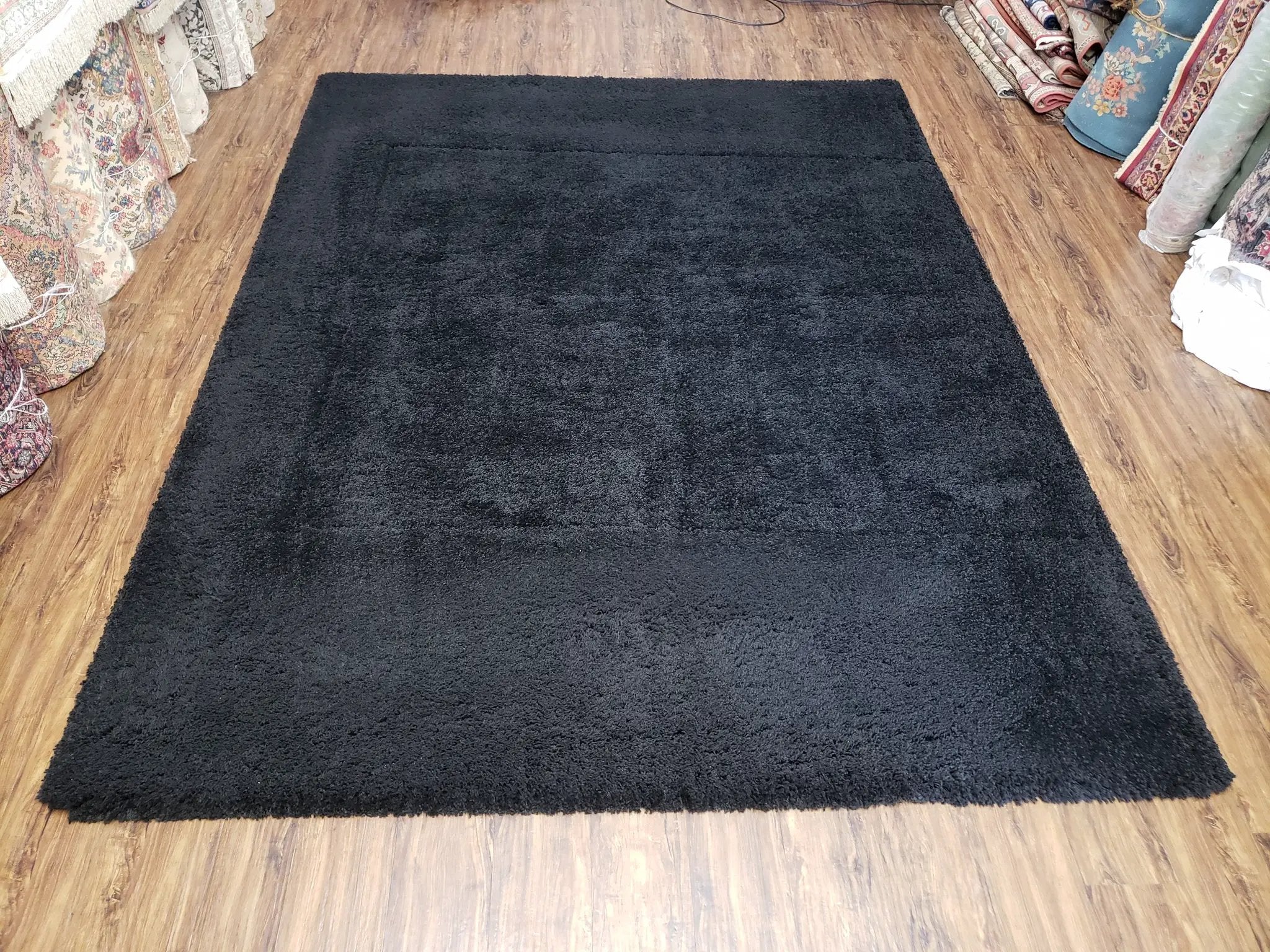 Black Shag Rug 8x10, Savafieh Milan Fluffy Black Carpet, Room Sized Shag Rug, Modern Contemporary Rug, Soft Living Room Rug, Bedroom Rug by Jewel Rugs