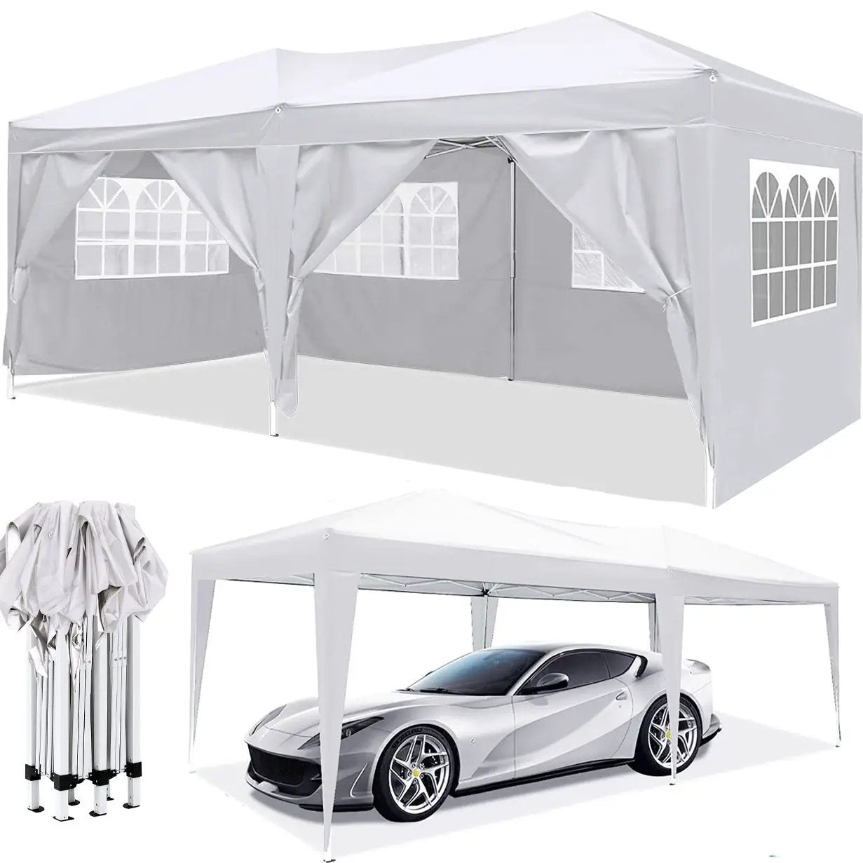 10'x20' EZ Pop Up Canopy Outdoor Portable Party Folding Tent with 6 Removable Sidewalls by HouseOfZazla