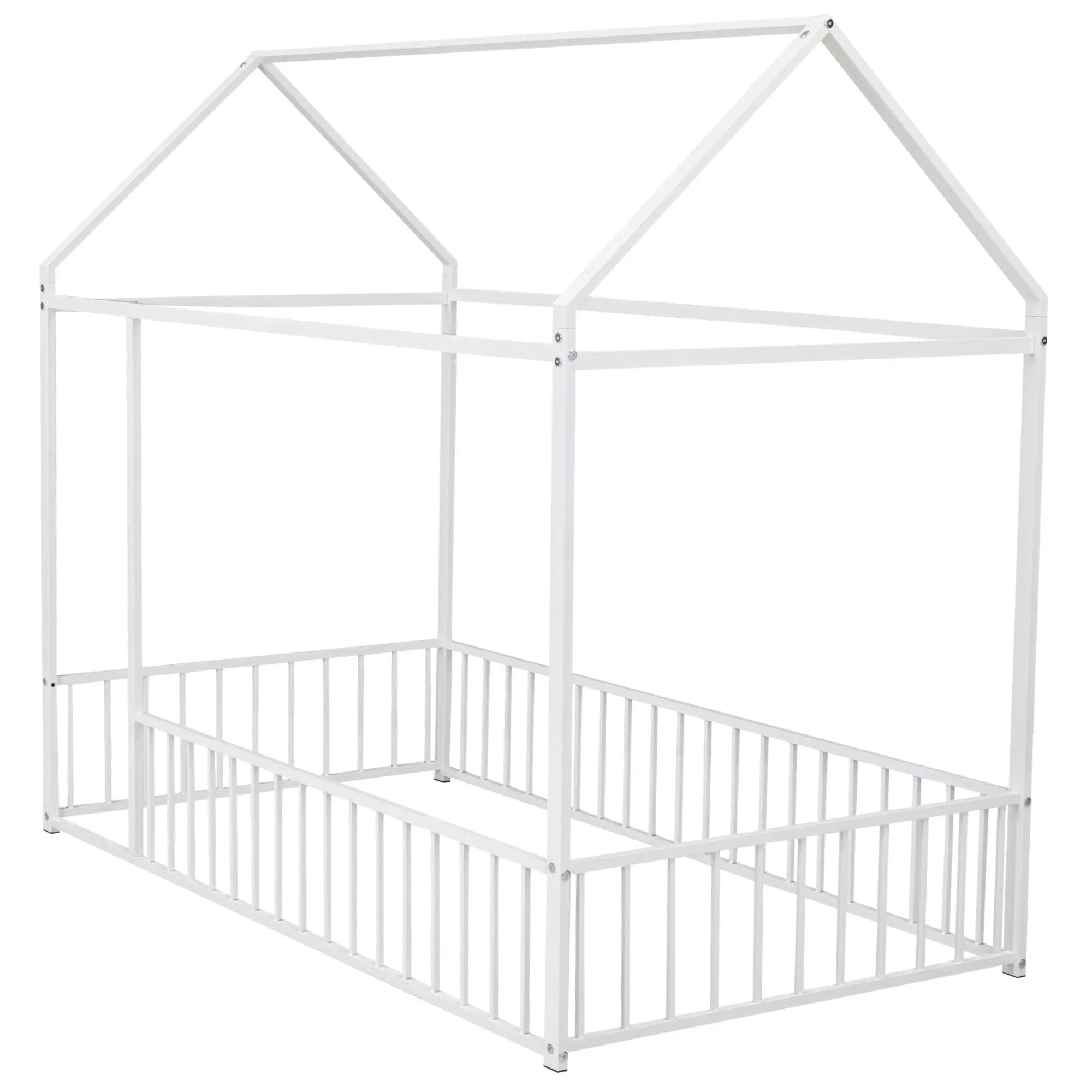 Metal Bed House Bed Frame With Fence by HouseOfZazla
