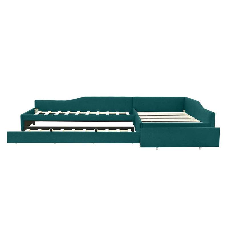 Upholstered Double Daybed With Trundle And Drawer