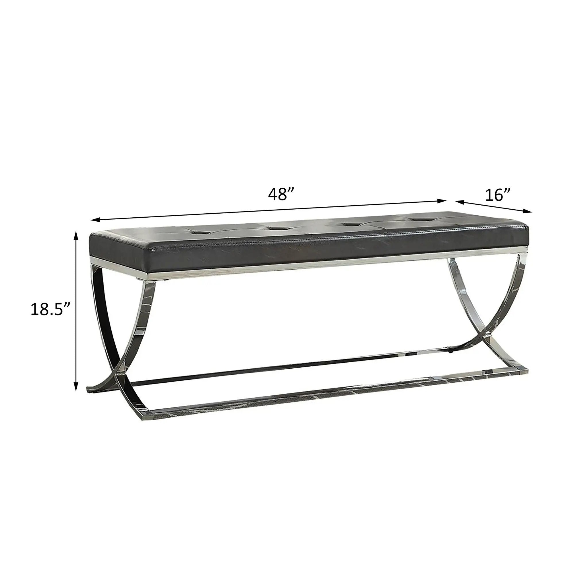 Curve Leg Bench With Upholstery - Black