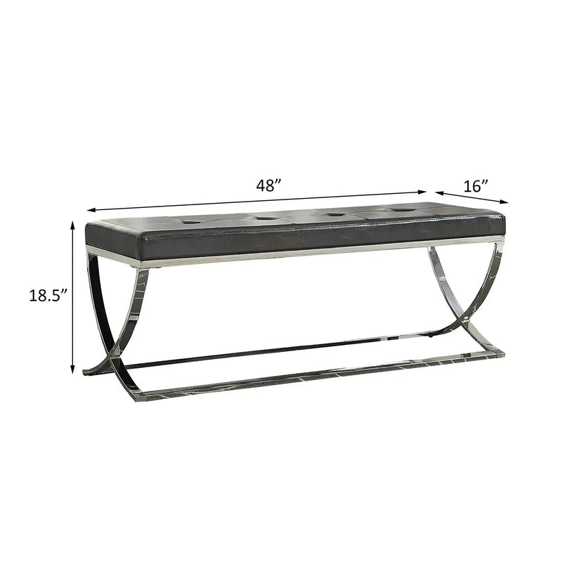 Curve Leg Bench With Upholstery - Black