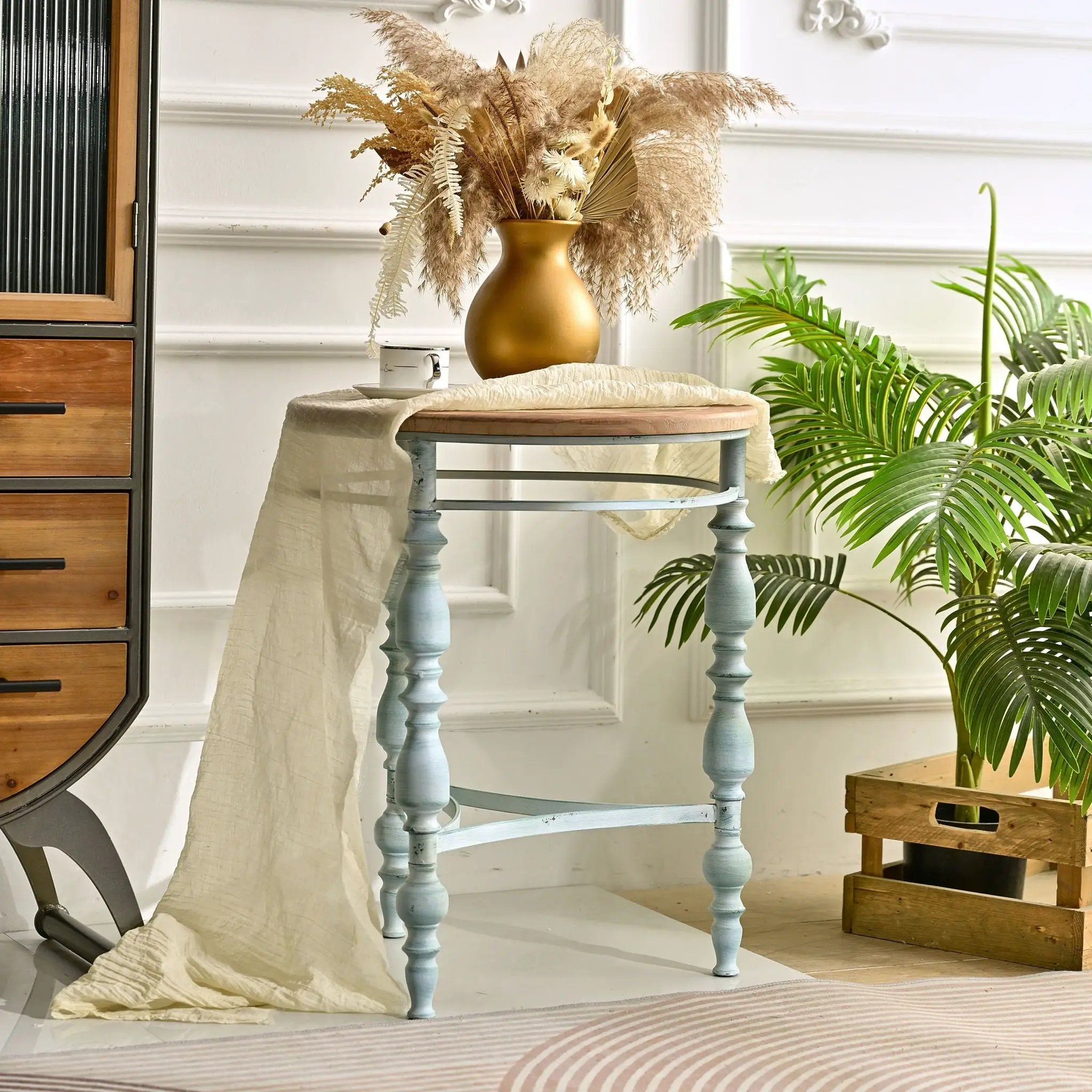 Round Top Carved Table For Living Room by Unique Piece Furniture
