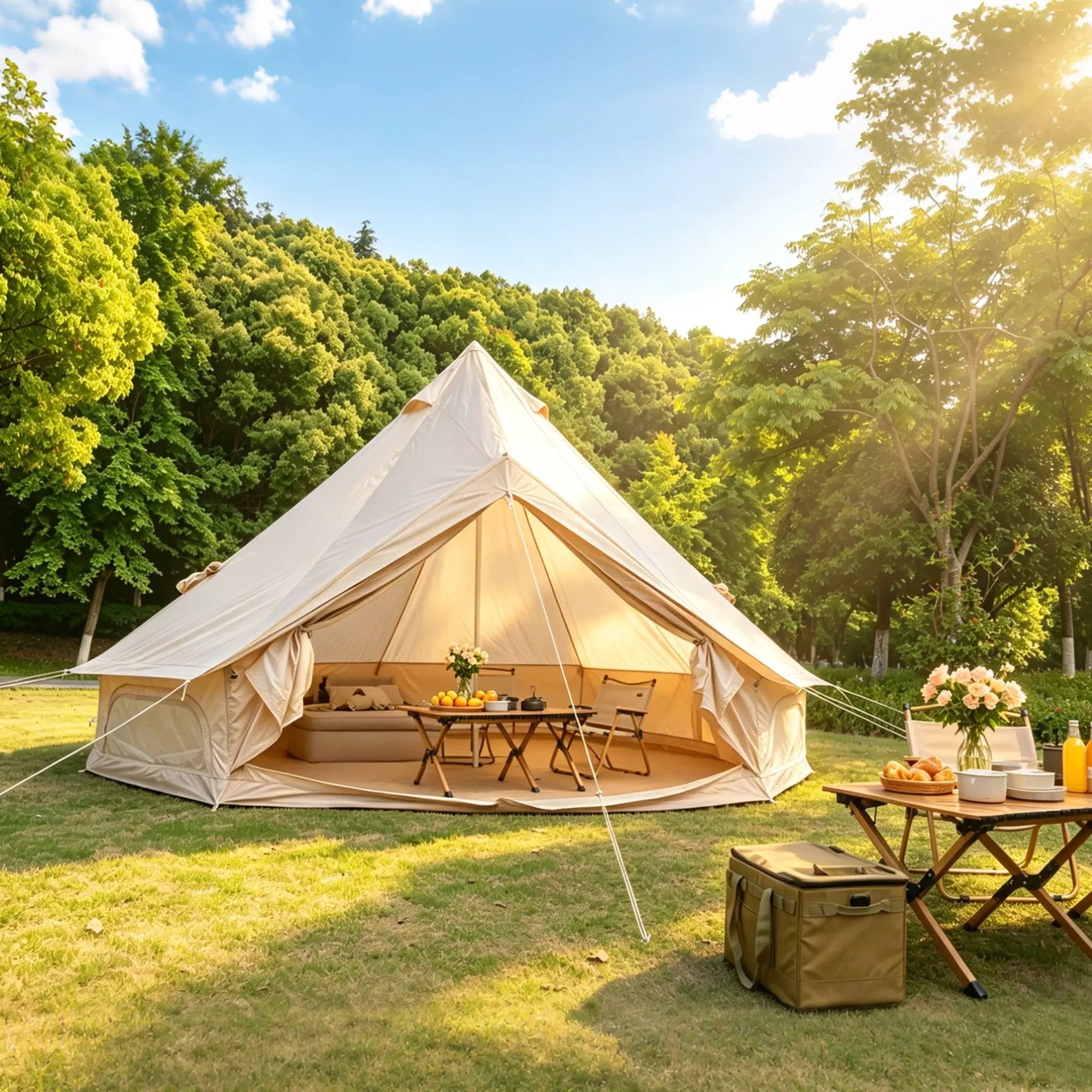 Oxford Bell Tent for Family Camping - Spacious 13.1ft Yurt with Stove Jack by HouseOfZazla